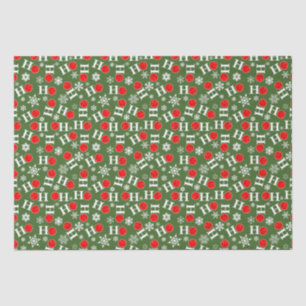 Green Red Pickleball Christmas Ho Ho Ho Snowflake Tissue Paper