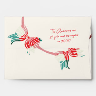 Green & Red Plaid Bow Return Address Christmas Envelope