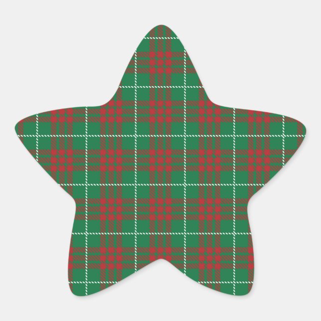 Green & Red Plaid Star Sticker (Front)