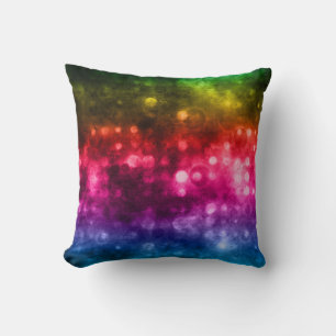 Green, Red, Purple & Blue Abstract Bokeh Design Throw Pillow