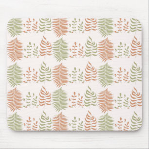Green Red Retro Vintage Leaf Pattern Mouse Pad