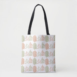 Green Red Retro Vintage Leaf Pattern Tote Bag