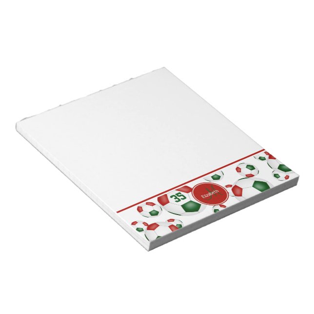 green red soccer balls pattern accent  notepad (Angled)