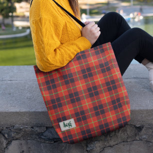 Green Red • Stylish Holiday Colors Plaid Shoulder Tote Bag