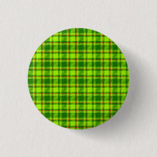 Green Red Tartan Chequered Plaid Pattern-55788 1 Inch Round Button