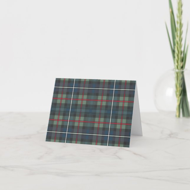 Green Red Tartan Thank You Card (Front)