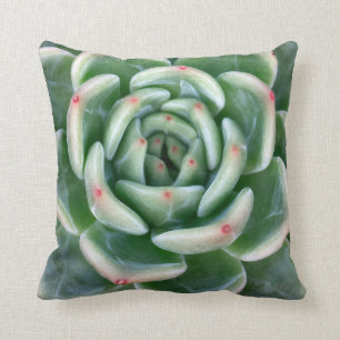 Green Red Tipped Succulent Throw Pillow