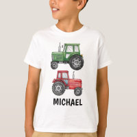 Green Red Tractor Farm Watercolor Personalized    