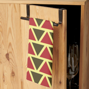 Green Red Triangle Geometric Kitchen Towel