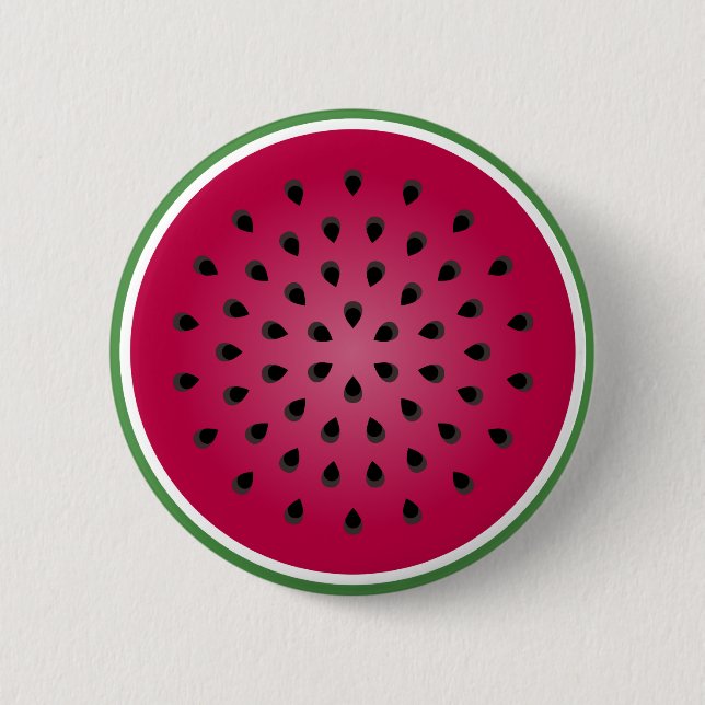 Green Red Watermelon Design 2 Inch Round Button (Front)