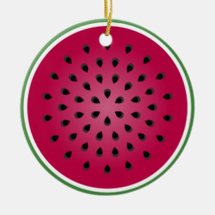 Green Red Watermelon Design Ceramic Ornament