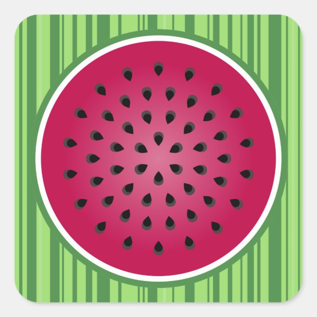 Green Red Watermelon Design Square Sticker (Front)