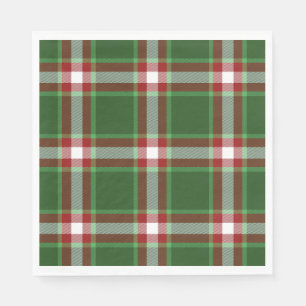 Green Red White Cool Red Lumberjack Plaid Pattern Napkin