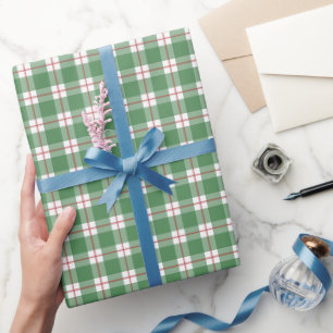 Green / Red / White Plaid Wrapping Paper