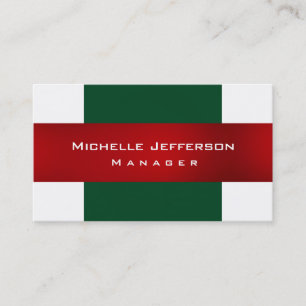 Green Red White Plain Manager Business Card