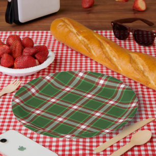 Green Red White Red Buffalo Lumberjack Pattern Paper Plate
