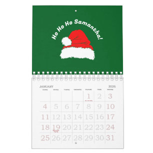 Green Red White Santa Merry Christmas Calendar