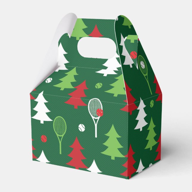 Green💚💔🤍, red, white tennis Christmas  Favor Box (Front Side)