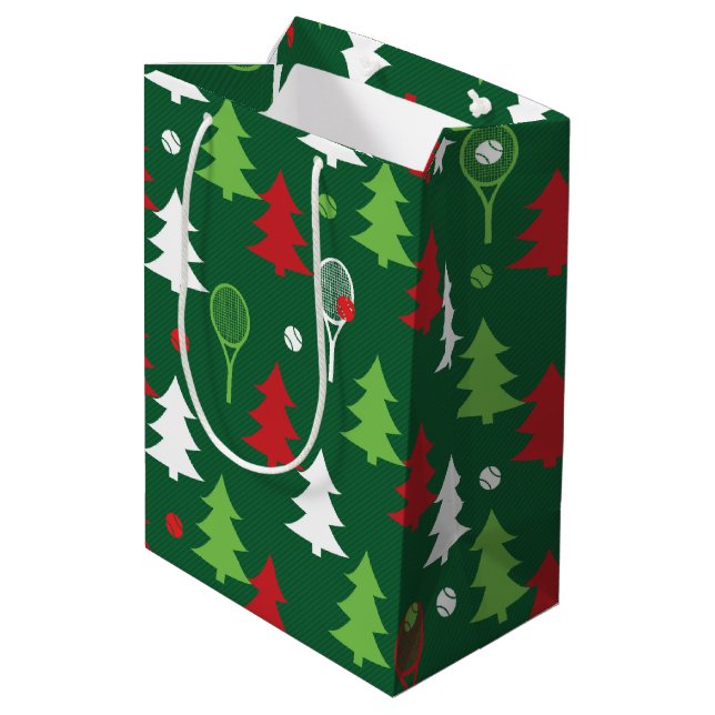 Green💚💔🤍, red, white tennis Christmas  Medium Gift Bag (Back Angled)