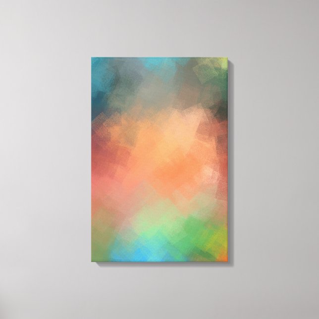 Green Red Yellow Blue Modern Abstract Art Colourfu Canvas Print (Front)
