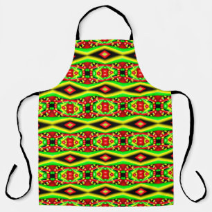 Green Red Yellow Bubbles And Stripes Abstract Art Apron