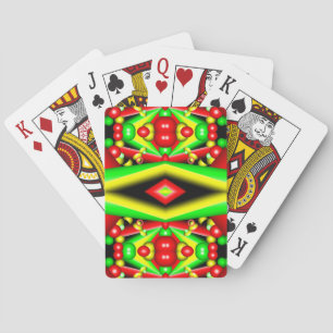 Green Red Yellow Bubbles And Stripes Abstract Art  Playing Cards