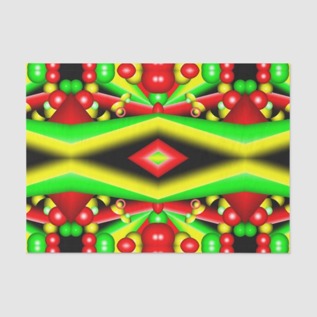 Green Red Yellow Bubbles And Stripes Abstract Art  Tissue Paper (Front)