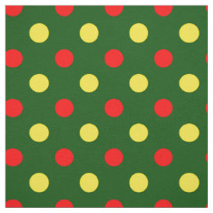 Green Red Yellow Polka Dots Design  Fabric