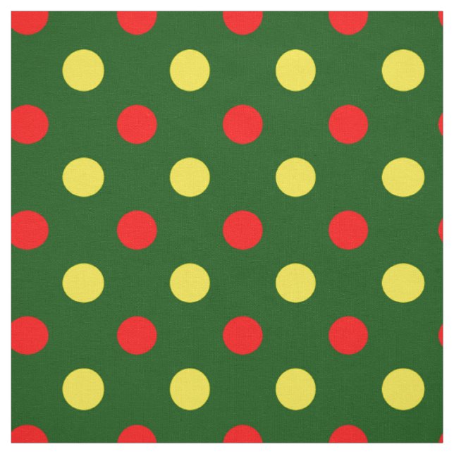 Green Red Yellow Polka Dots Design  Fabric (Swatch)