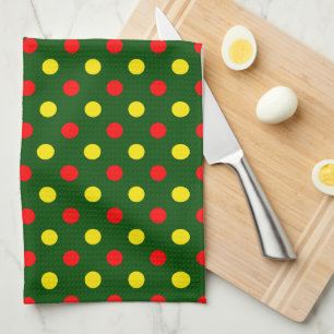Green Red Yellow Polka Dots Design  Kitchen Towel