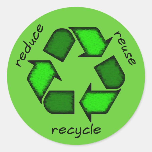 Green Reduce, Reuse, Recycle Sticker (Front)
