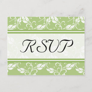 Green Regency Floral RSVP Wedding Postcards