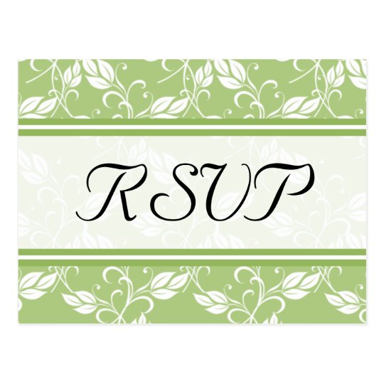 Green Regency Floral RSVP Wedding Postcards