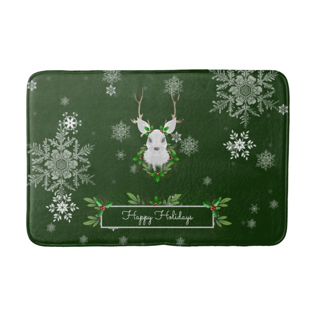 Green Reindeer Bath Mat (Front)