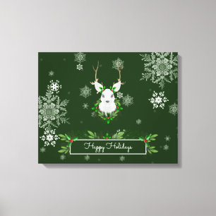 Green Reindeer Canvas Print