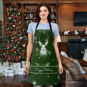 Green Reindeer Christmas Apron