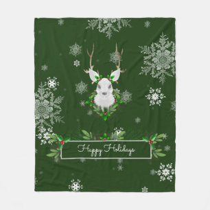 Green Reindeer Fleece Blanket