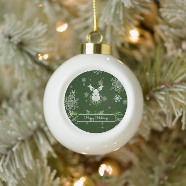 Green Reindeer Framed Ornament (Tree)
