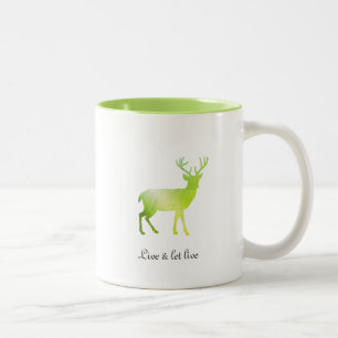 Green Reindeer Silhouette & Calligraphy Two-Tone Coffee Mug