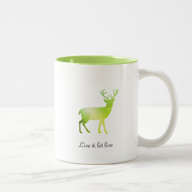 Green Reindeer Silhouette & Calligraphy Two-Tone Coffee Mug (Right)