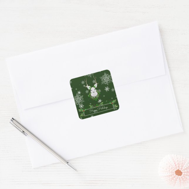 Green Reindeer Sticker (Envelope)