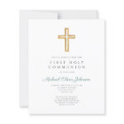 Green Religious Boy First Communion Budget Invite