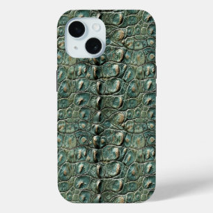Green Reptile Skin Pattern iPhone 15 Case
