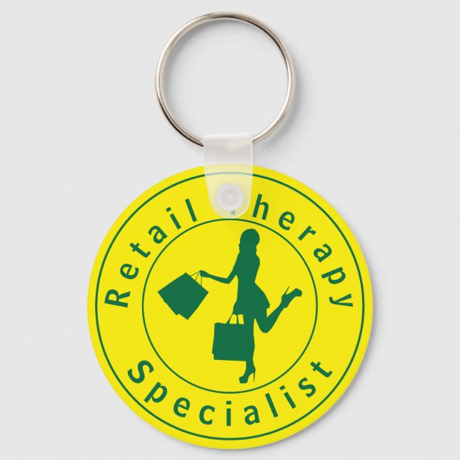 Green Retail Therapy Specialist Keychain (Front)
