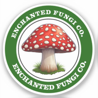 Green Retro Amanita Muscaria Mushroom Sticker