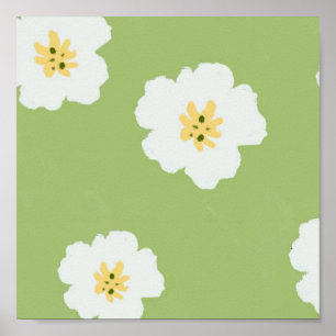 Green  Retro  Botanical Wildflower Poster