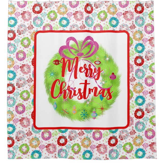 Green Retro Christmas Wreath  (Front)