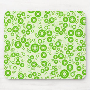 Green Retro Circle Random Pattern Mouse Pad