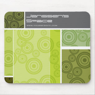 Green Retro Circles Colour Blocks Modern Abstract Mouse Pad