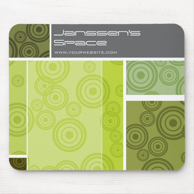 Green Retro Circles Colour Blocks Modern Abstract Mouse Pad (Front)